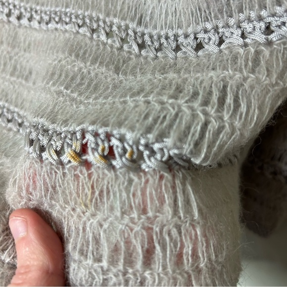 Snow Lotus Gray Knit Cardigan with Open-Front Design Medium - Picture 7 of 8